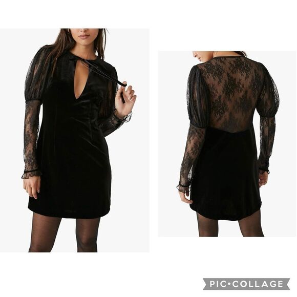 FREE PEOPLE Midnight Hour Mini Dress Size Small - Picture 1 of 12